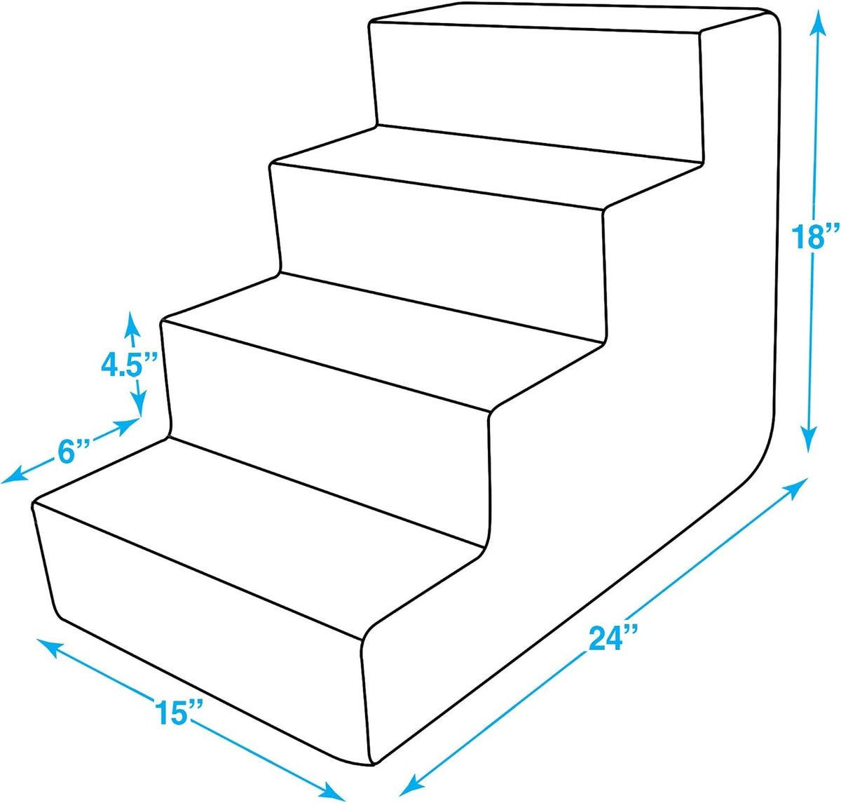 Best Pet Supplies Dog Stairs & Steps - Foam Steps for Small Dogs & Cats, Non-Slip Indoor Balanced Pet Step Support, Dog Ramp, No Assembly, Lambswool, 4-Step (18-inch Height)