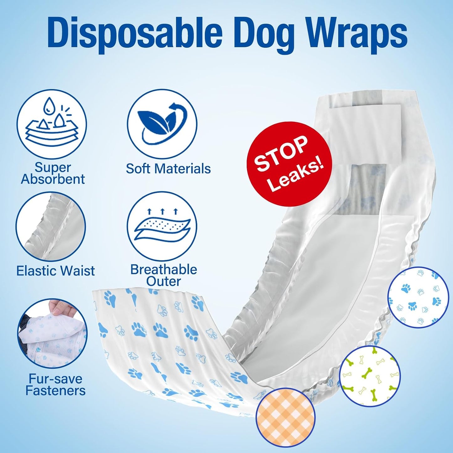 Pet Soft Disposable Male Wrap Dog Diaper,12Pcs,XS