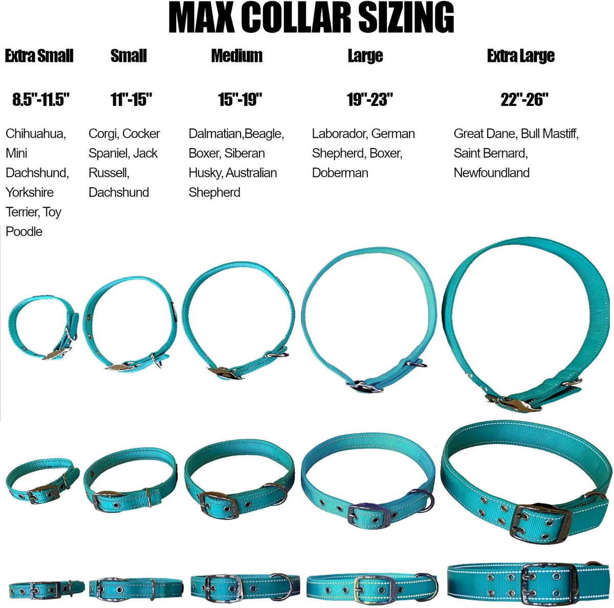 Max and Neo MAX Reflective Metal Buckle Dog Collar - We Donate a Collar to a Dog Rescue for Every Collar Sold (Large, Black)