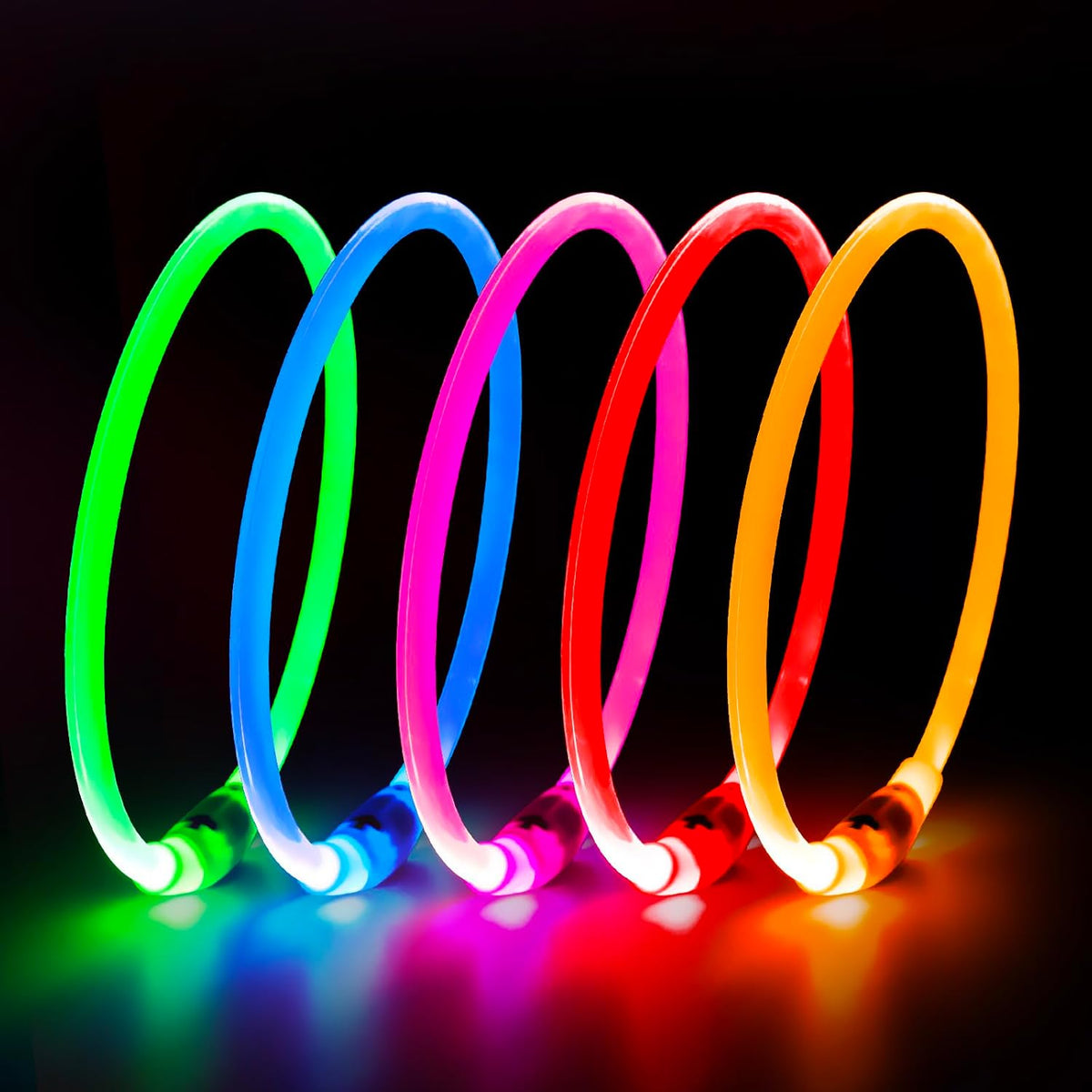 HIGO LED Dog Collar, USB Rechargeable Light Up Dog Collars Glow in the Dark, Waterproof LED Dog Necklace for Your Dogs Walking at Night (Pink)