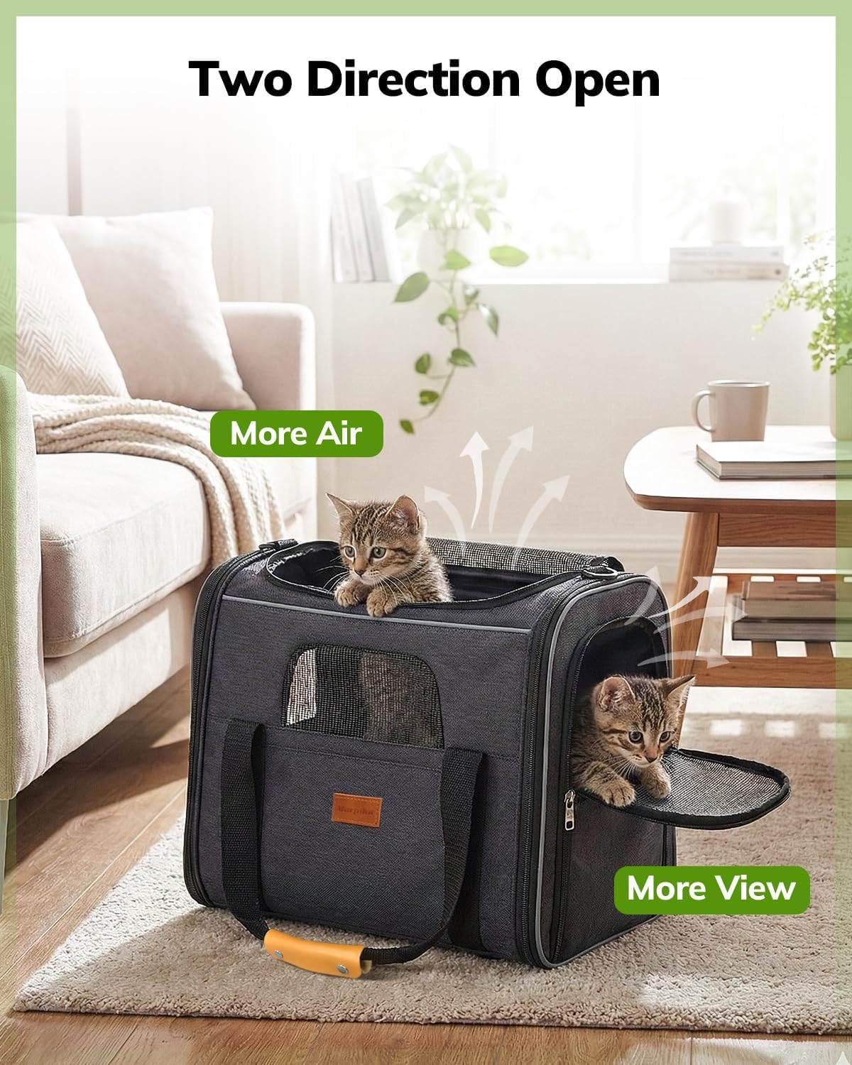 Morpilot Cat Carrier - Cat Carrier Soft for Medium or Large Cats up to 20lbs, with Dual-Sided Cushion, Secure Buckle and Foldable Bowl, Dog Carriers for Small Dogs - Pet Carrier (Dark Gray)