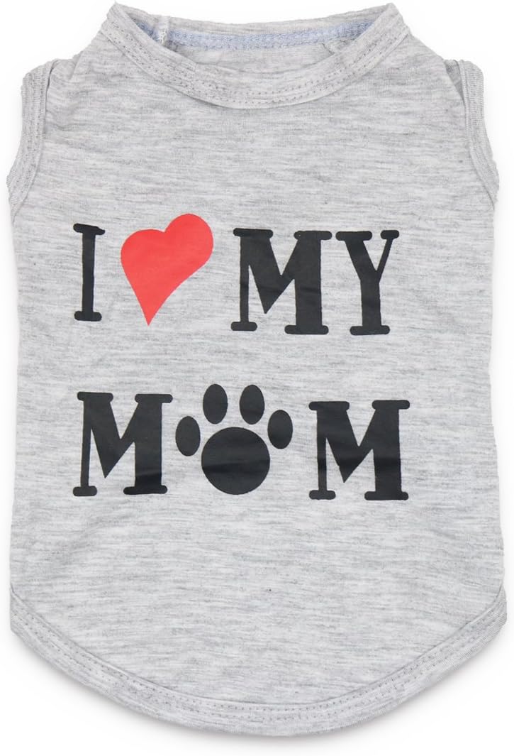 I Love My Mom Dog Shirts Mommy Clothes Boy Puppy T Shirt for Small Dogs Girl