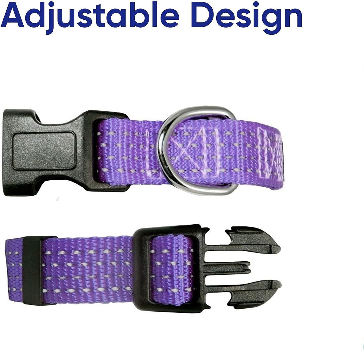Pawtitas Reflective Dog Collar with Stitching Reflective Thread | Reflective Dog Collar with Buckle Adjustable and Better Training Great Collar for Small Dogs