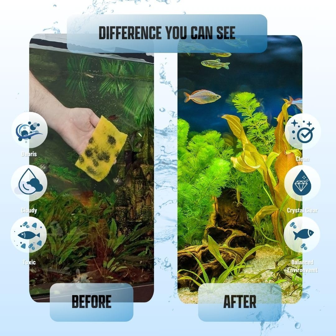 Premium Aquarium Filter Media Pad - Cut-to-Fit Roll, Fresh and Saltwater Safe, Blue & Dye-Free Options, Made in USA (Dye Free, 12"x120" (10 ft) x 0.75")