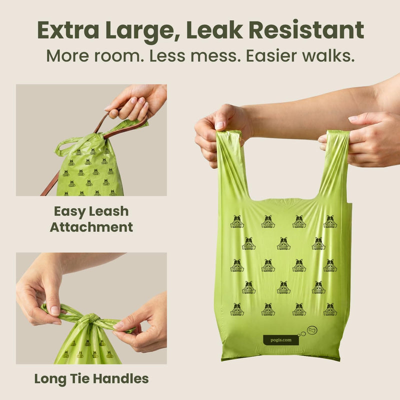 Pogi’s Dog Poop Bags with Handles – Extra-Thick, Leak-Proof, Large, Fresh Scent, 900-Count