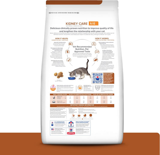 Hill's Prescription Diet k/d Kidney Care Dry Cat Food, Ocean Fish, 4 lb. Bag