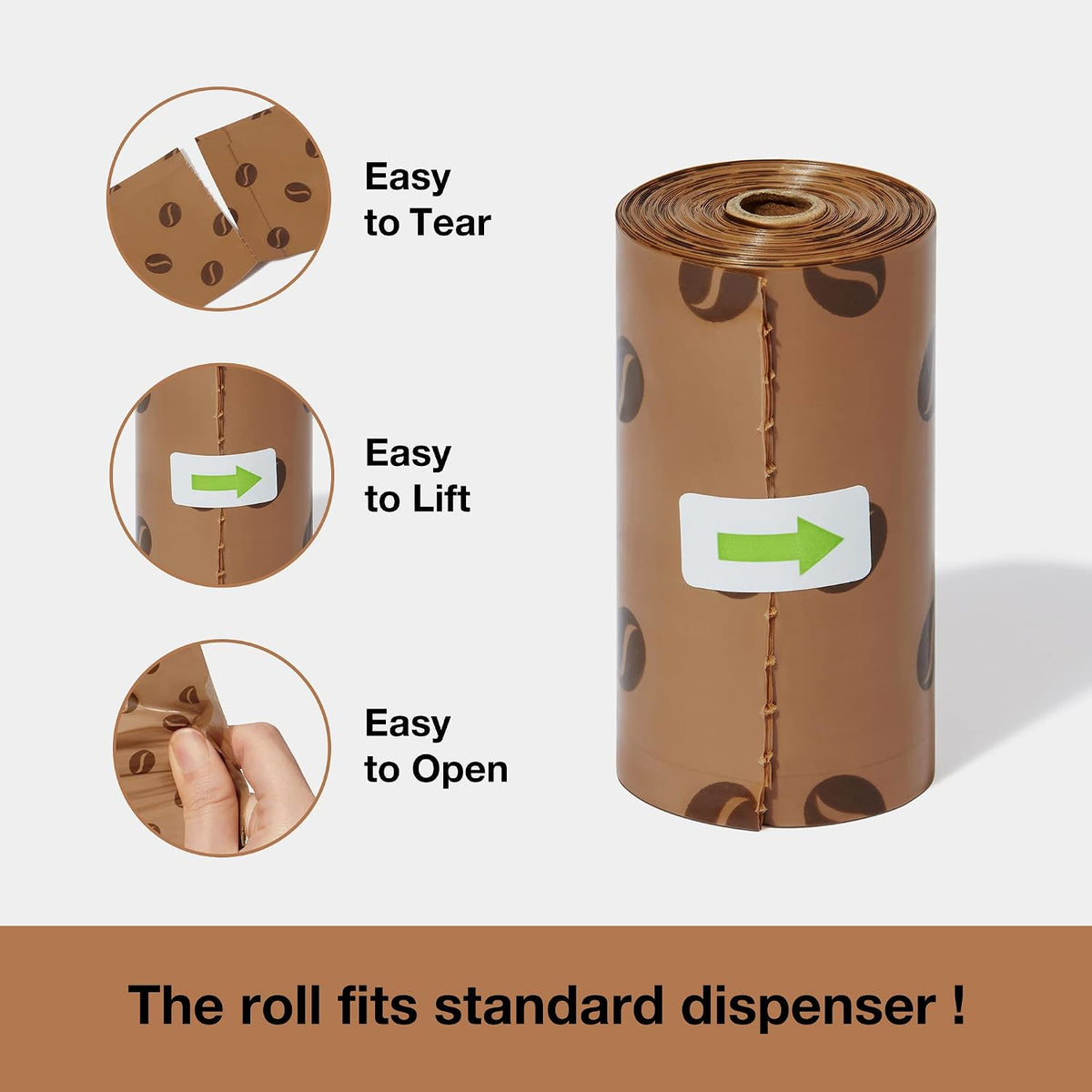 VETRESKA Dog Poop Bags Dispenser with Coffee Scented Waste Bags, Leak Proof, Extra Thick & Strong, 1 Holder and 105 Count Pet Poop Bags (7 Refill Rolls) for Dogs and Cats
