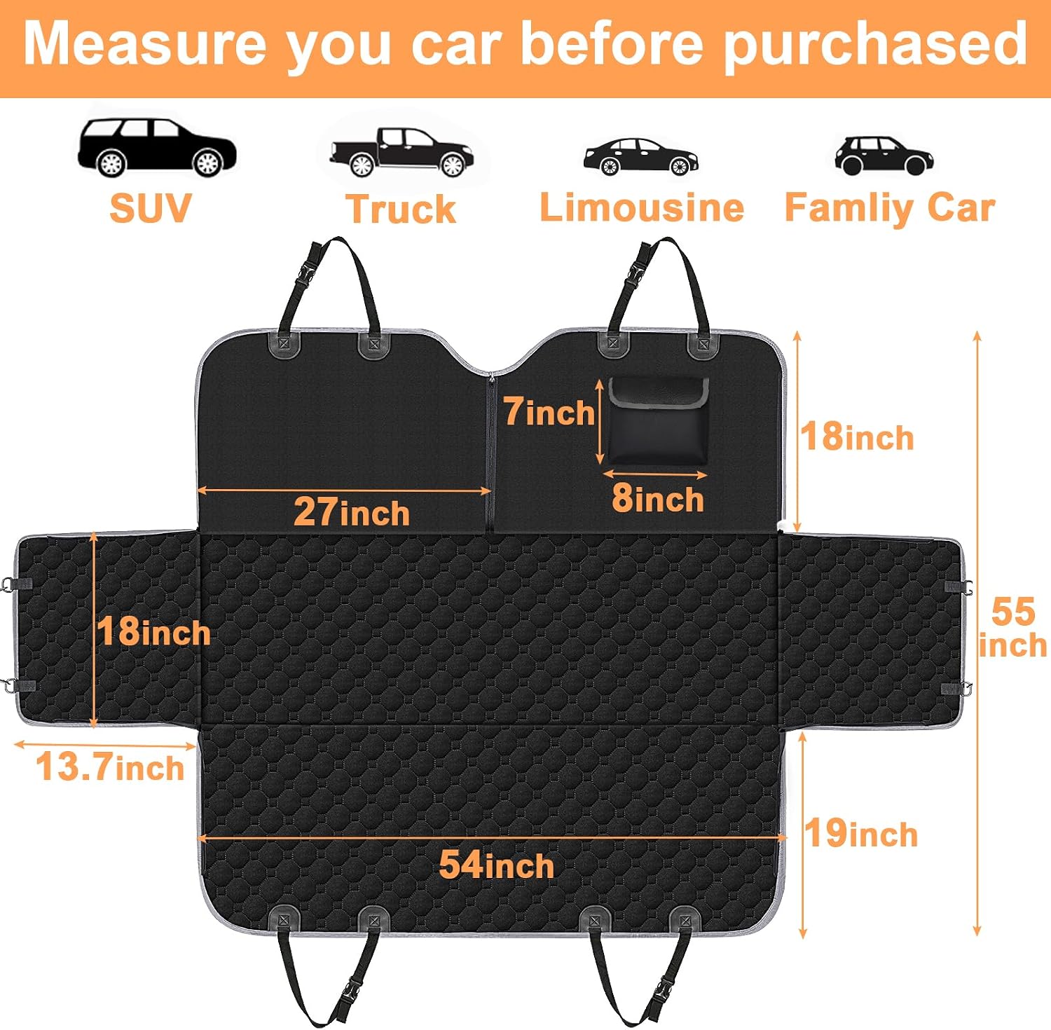 Mancro Dog Car Seat Cover for Back Seat, 2026 Upgraded 600D Heavy Duty Waterproof & Scratch-Resistant Dog Hammock for Car, Back Seat Pet Cover for Dogs with Sedan, Trucks and SUVs, Standard, Black