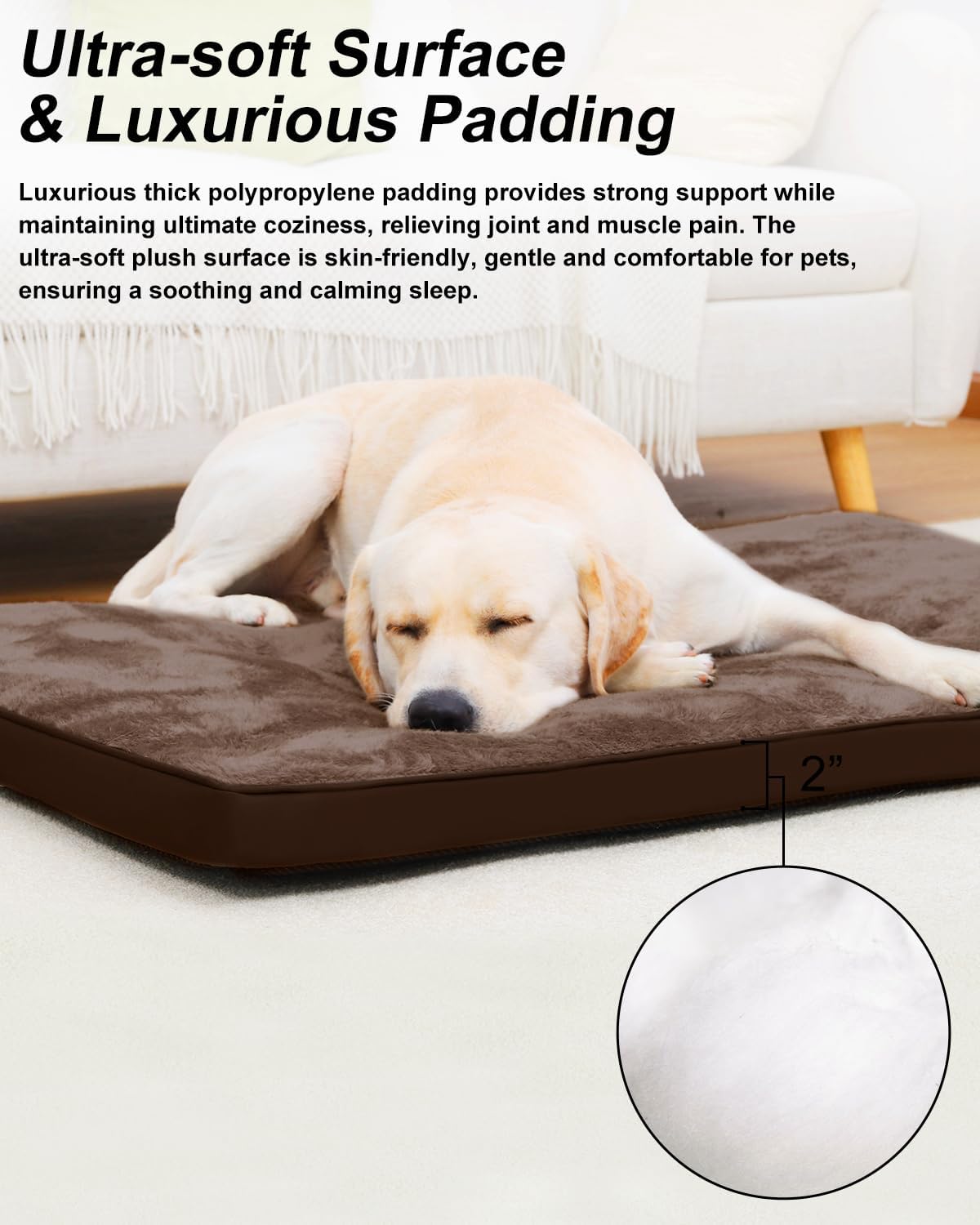 Dog Crate Bed for X Large Size Dogs,XL Washable Dog Kennel Pad Ultra Soft Pet Sleeping Mat for Cages,Anti-Slip Bottom,41x27 inch,Brown