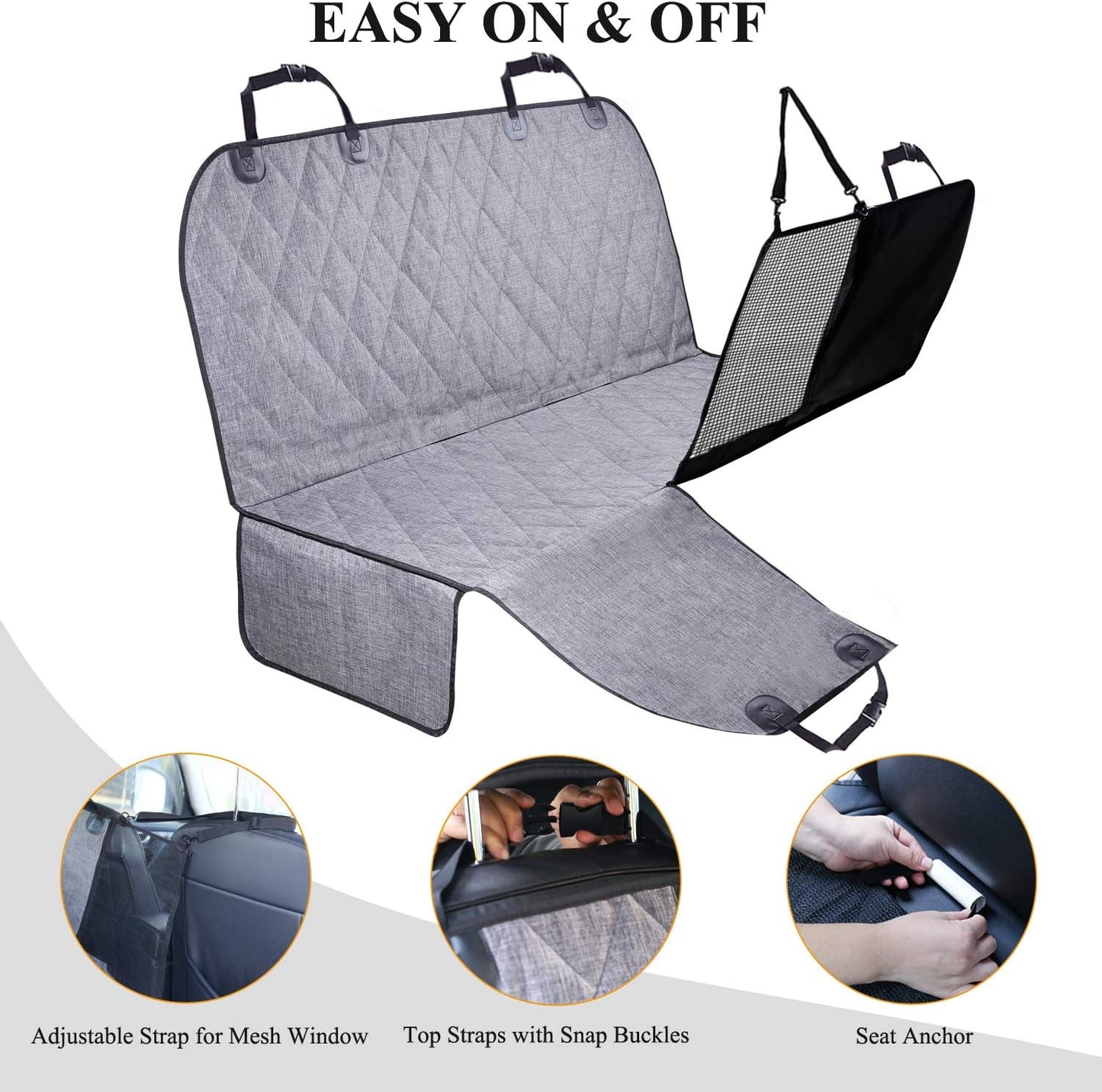 VIVAGLORY Dog Seat Cover Dog Hammock, Standard, Heather Black | Seat Cover for Car Suv & Truck, Back Backseat Split Hair Resistant Protector for Pet