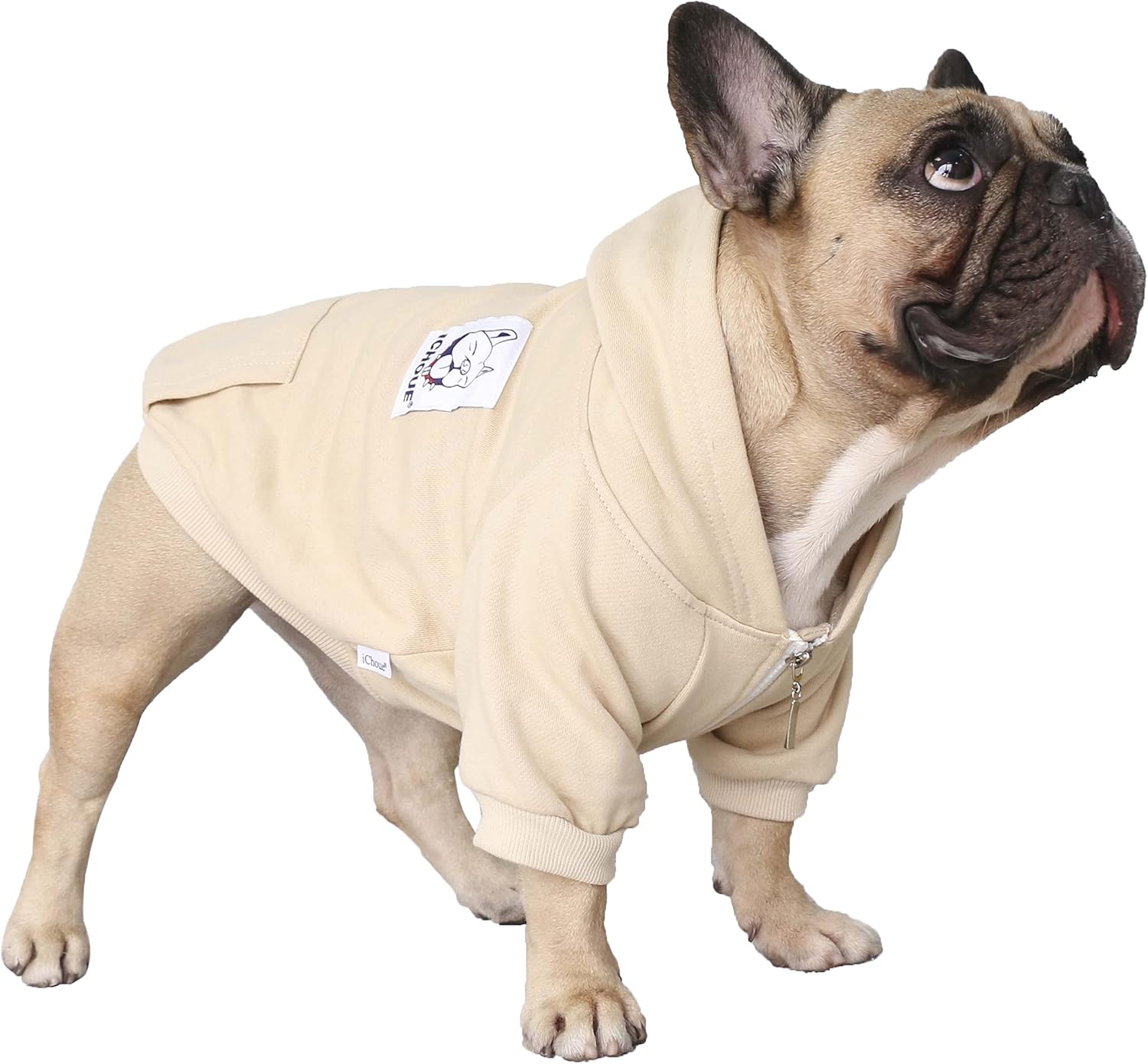 iChoue French Bulldog Frenchie Clothes Hoodies for Dogs Pug English Boston Terrier Bully Pitbull Corgi Sweatshirt Sweater Clothing - Khaki/XLarge