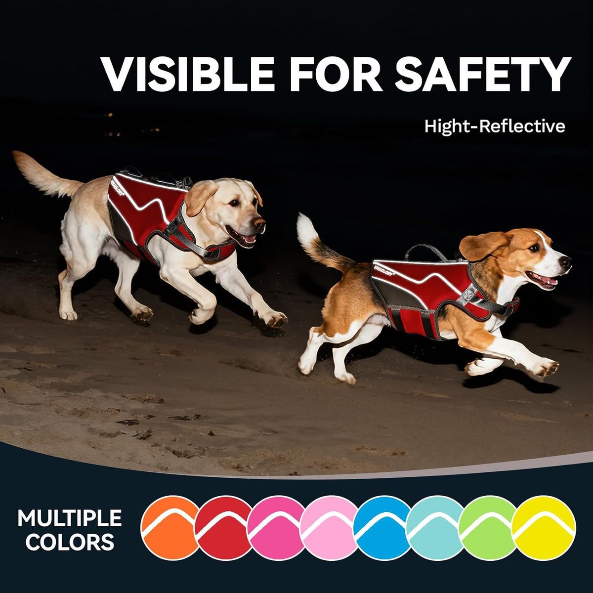 VIVAGLORY Dog Life Vest Neoprene Dog Swim Vest, M, Red | High Visibility Adjustable for Doggy Cat Puppy, Lifejacket with Leash Ring & Handle for Swimming & Boating