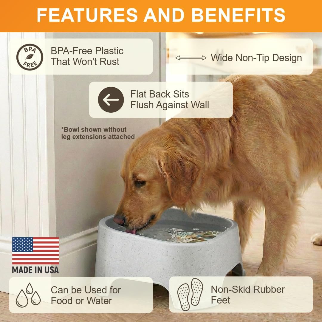 Neater Pet Brands Extra Large Water Bowl for Dogs, Elevated Outdoor Dog Water Bowl (2.25 Gallon XL Capacity), Big Trough Style Food Dish for Indoors or Outside, No Spill Large Dog Bowls, Vanilla Bean