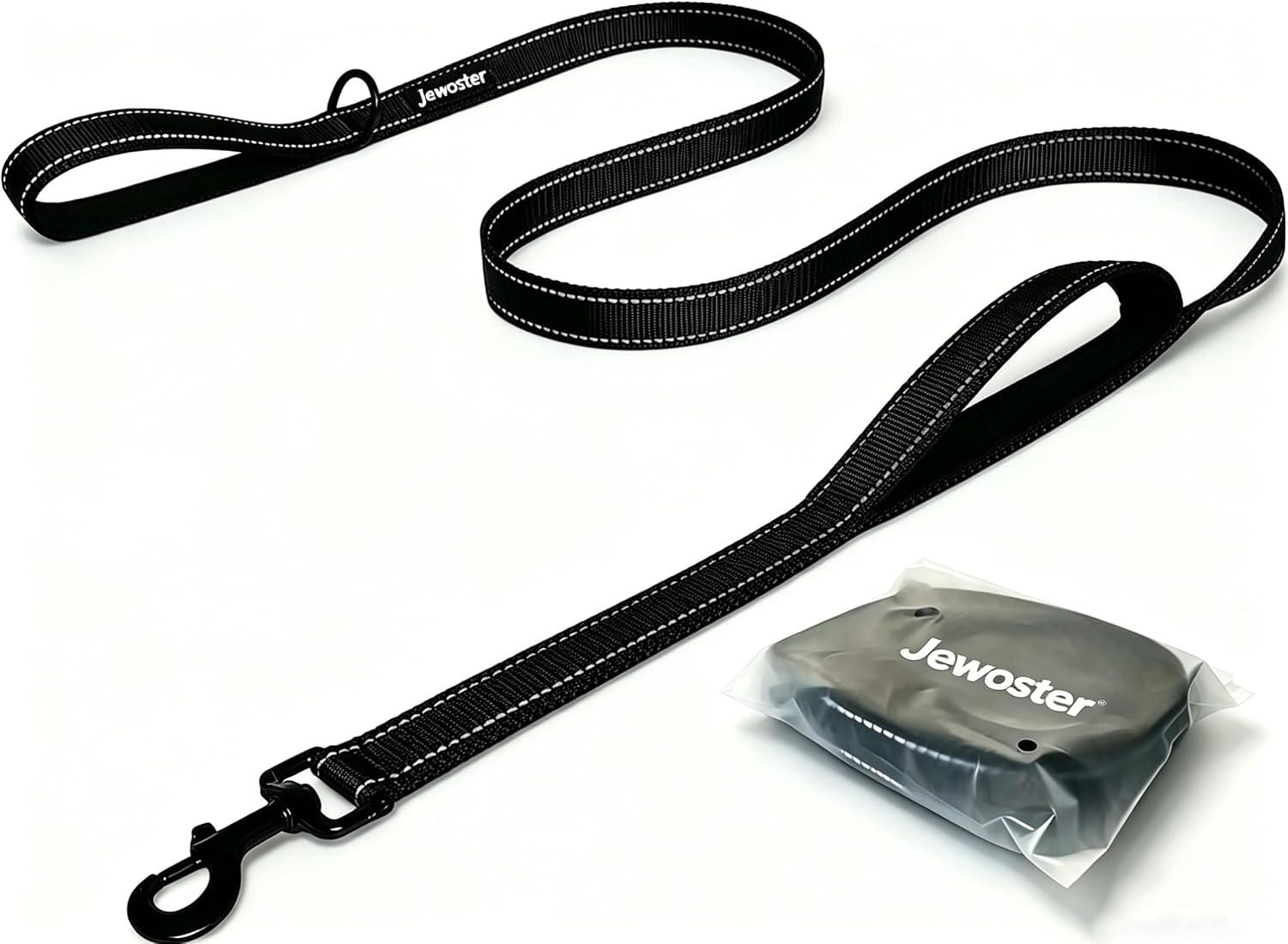 Heavy Duty Dog Leash - 2 Handles by Padded Traffic Handle for Extra Control, 6foot Long - Perfect for Medium to Large Dogs (6 ft, Black)
