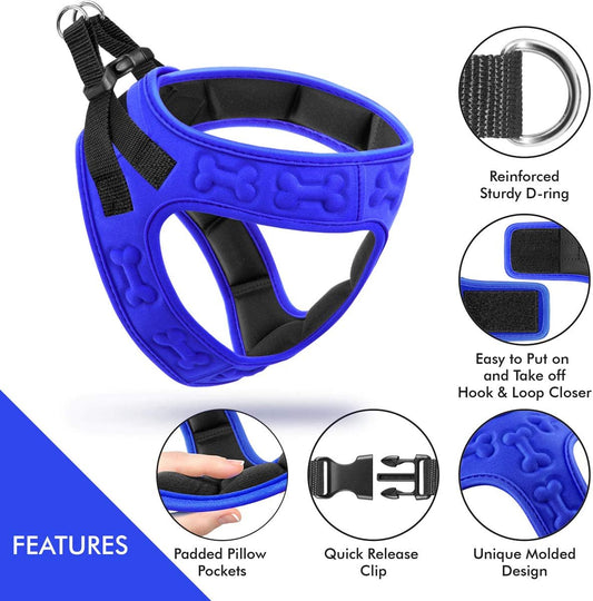 Metric USA Comfort fit Dog Harness Easy to Put-on Comfortable Adjustable Step in Soft Padded Dog Vest Harnesses for Small and Medium Dogs Under 30 lbs, Blue, M, Chest 18-20"