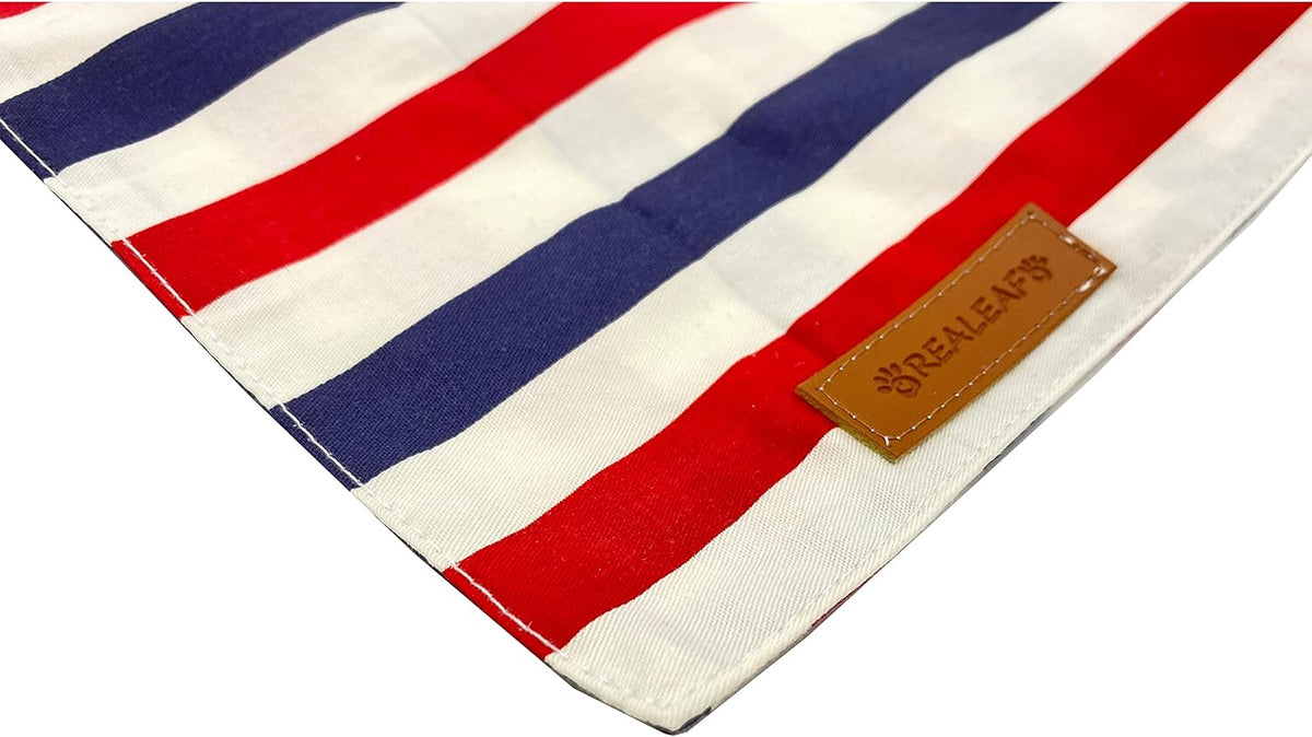 Realeaf 4th of July Dog Bandanas 2 Pack, Reversible American Flag Pet Scarf for Boy and Girl, Premium Durable Fabric, Patriotic Bandana for Large and Extra Large Dogs (X-Large)