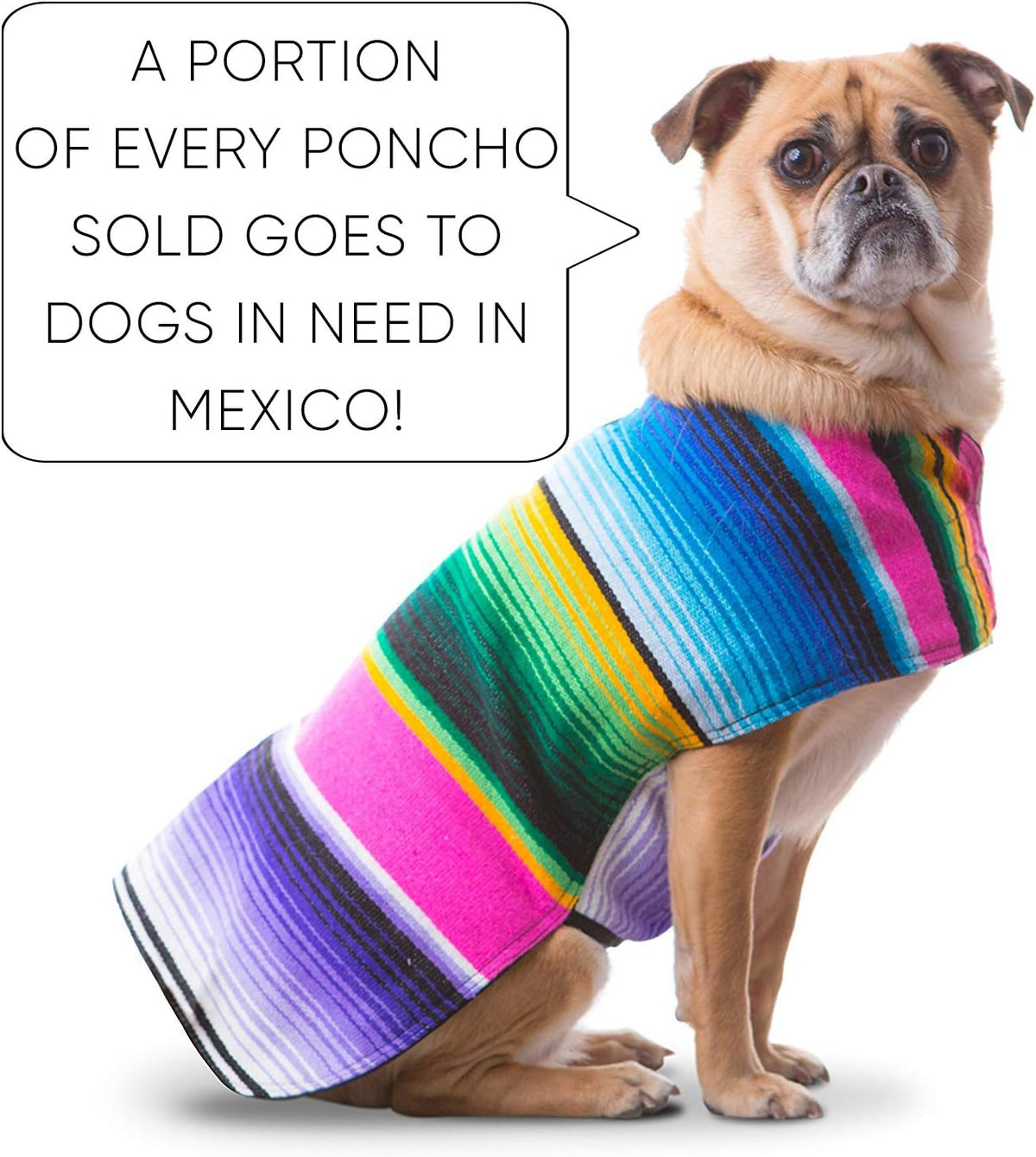 Dog Clothes - Handmade Dog Poncho from Authentic Mexican Blanket by Baja Ponchos (Pink, Large)
