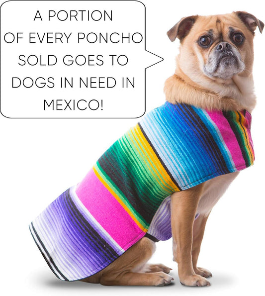 Dog Clothes - Handmade Dog Poncho from Authentic Mexican Blanket by Baja Ponchos (Pink, Large)