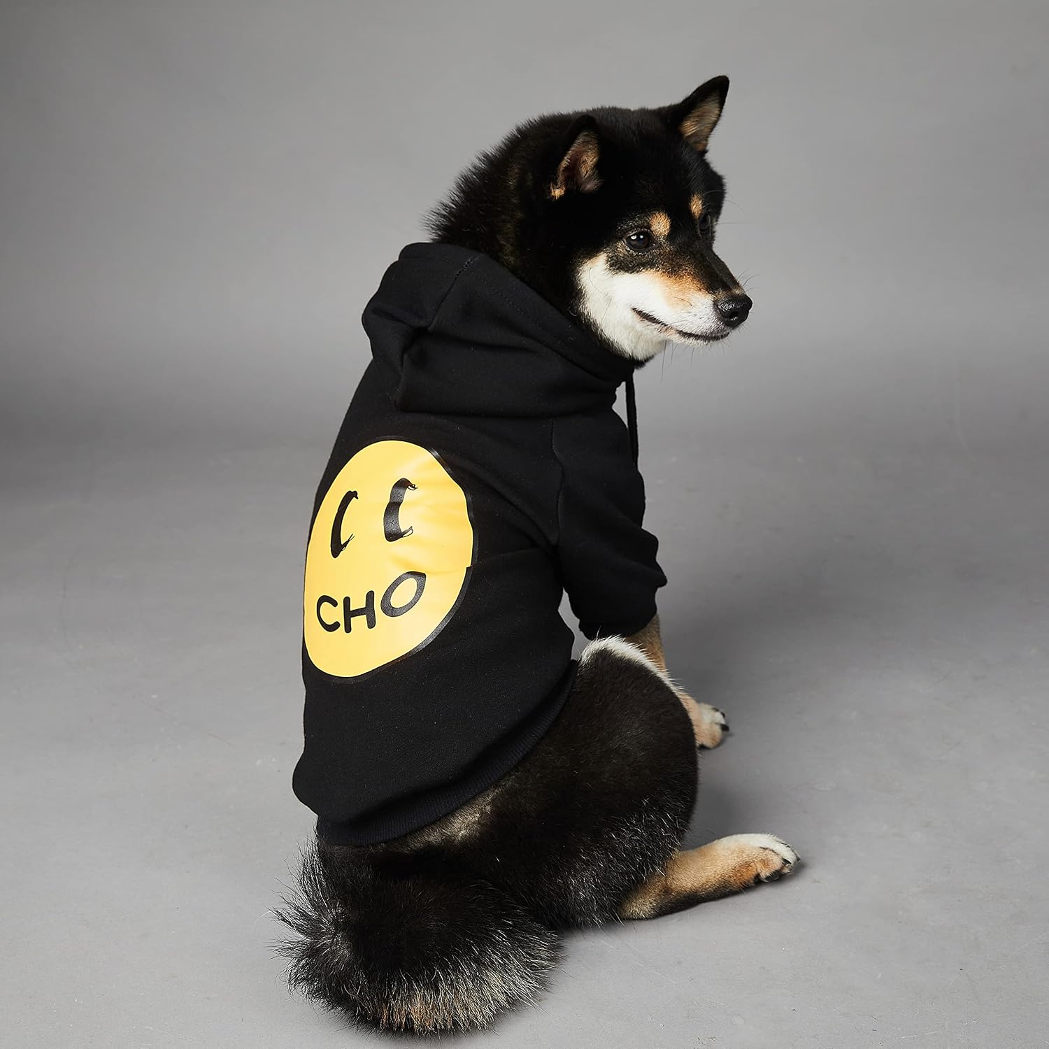ChoChoCho Smiley Dog Hoodie Stylish Dog Clothes Smiley Face Sweater Cotton Sweatshirt Fashion Outfit for Dogs Cats Puppy Small Medium Large (2XL, Black)