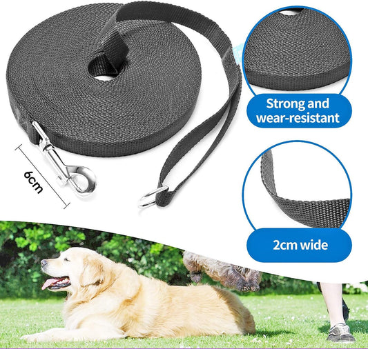 BAAPET 15/20/30/50/100 ft Long Dog Training Leash with Clickers for Small, Medium and Large Dogs or Cats (50 Feet, Black)