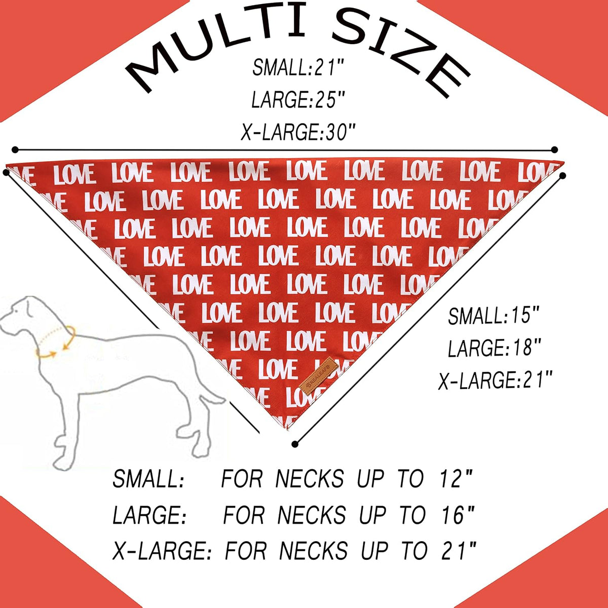 Realeaf Valentine's Day Dog Bandanas 2 Pack, Triangle Reversible Love Pet Scarf for Boy and Girl, Premium Durable Fabric, Holiday Mothers Day Bandana for Medium and Large Dogs (Large)