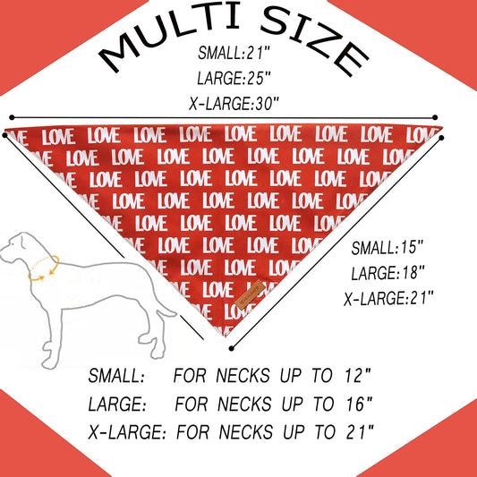 Realeaf Valentine's Day Dog Bandanas 2 Pack, Triangle Reversible Love Pet Scarf for Boy and Girl, Premium Durable Fabric, Holiday Mothers Day Bandana for Medium and Large Dogs (Large)