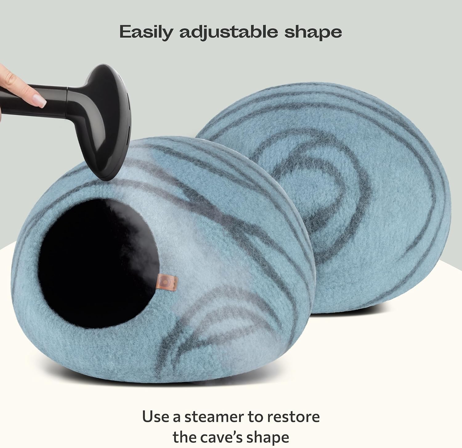 MEOWFIA Cat Cave – Premium Felt Cat Bed Enclosure for Indoor Cats, Handmade Merino Wool (Aquamarine, Medium)