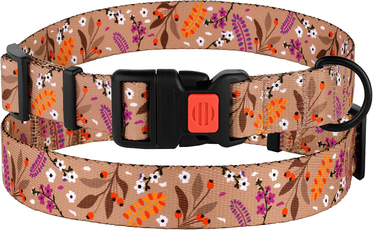 CollarDirect Floral Dog Collar Nylon Pattern Flower Print Adjustable Pet Collars for Dogs Small Medium Large Puppy