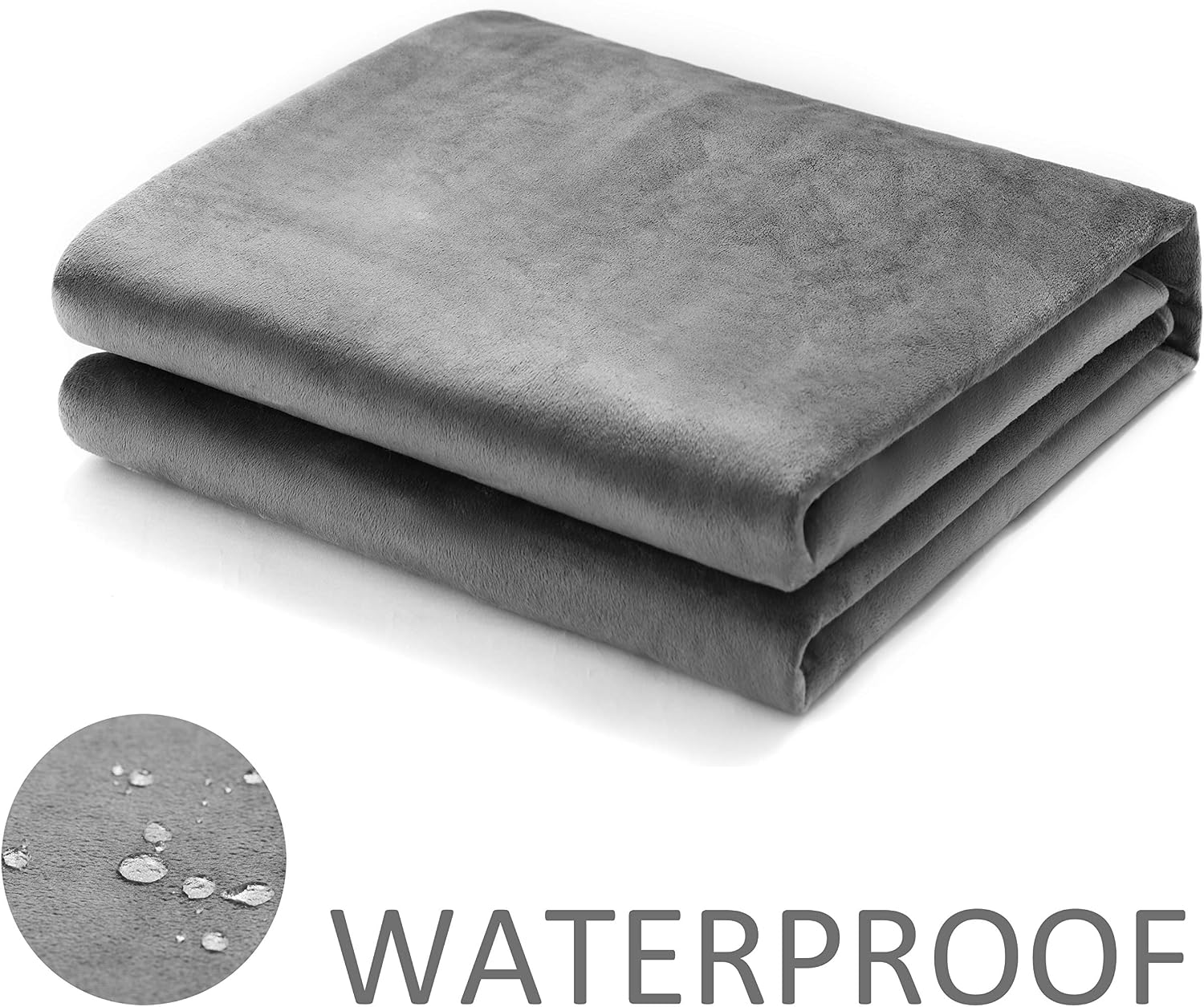 CHEE RAY Waterproof Dog Blanket 79x59 in, Soft Pet Pee Proof Throws for Couch Sofa Bed, Travel Blanket Reversible Plush Protector Cover for Small/Medium/Large Dogs Puppies Cats, Light Grey+White