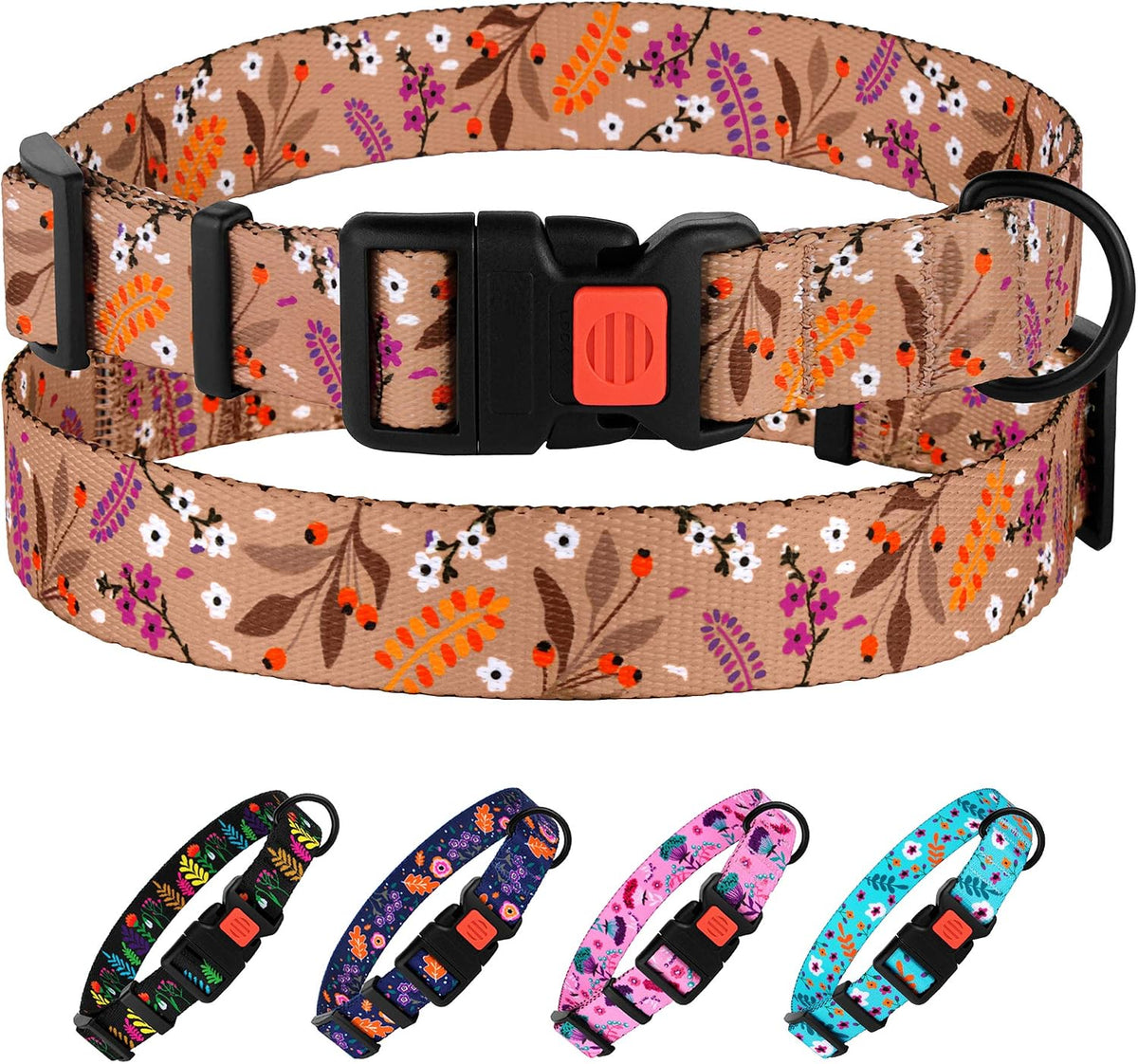 CollarDirect Floral Dog Collar Nylon Pattern Flower Print Adjustable Pet Collars for Dogs Small Medium Large Puppy