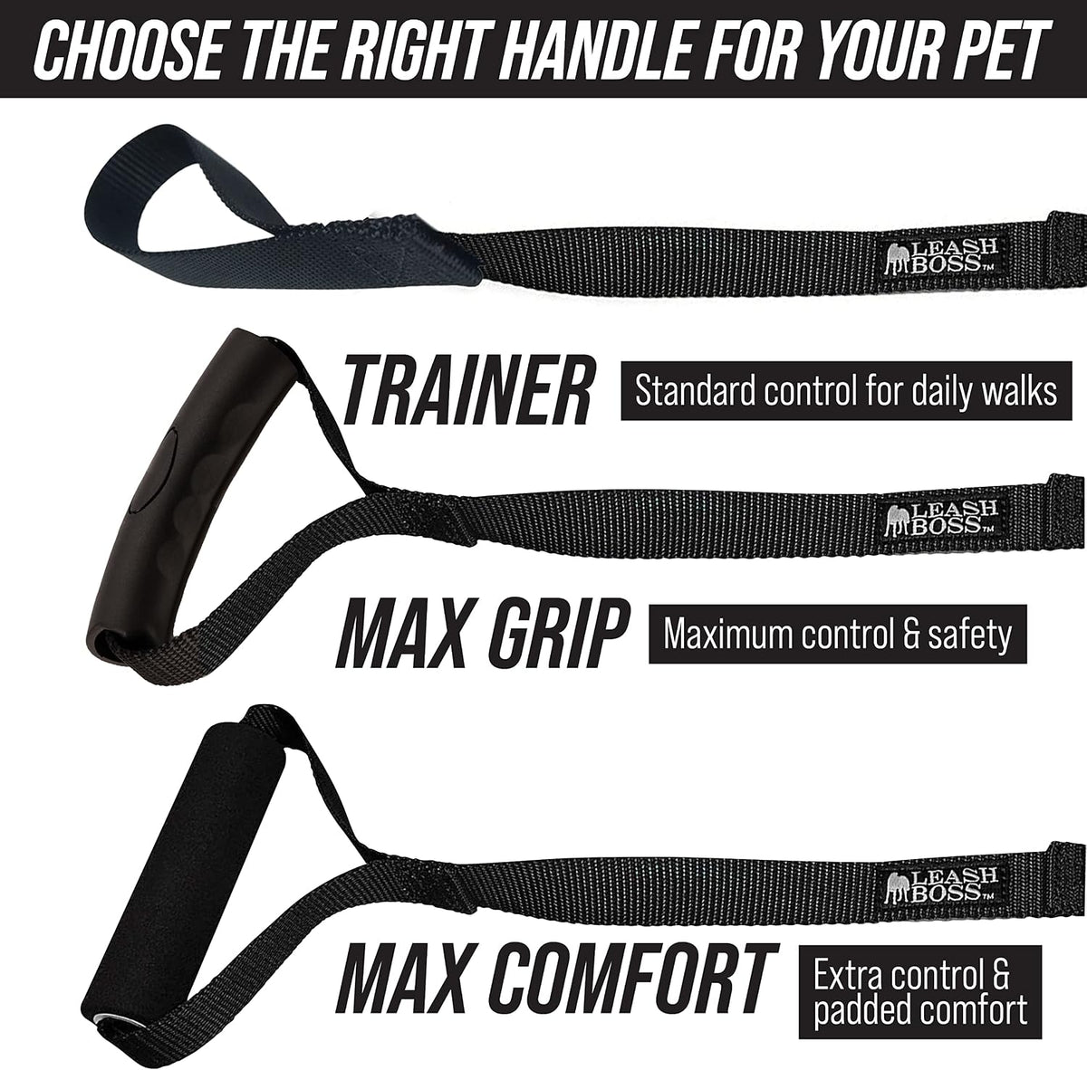 Leash Boss Long Trainer - 1 Inch Nylon Long Dog Training Leash with Storage Strap (15 Ft, Black)