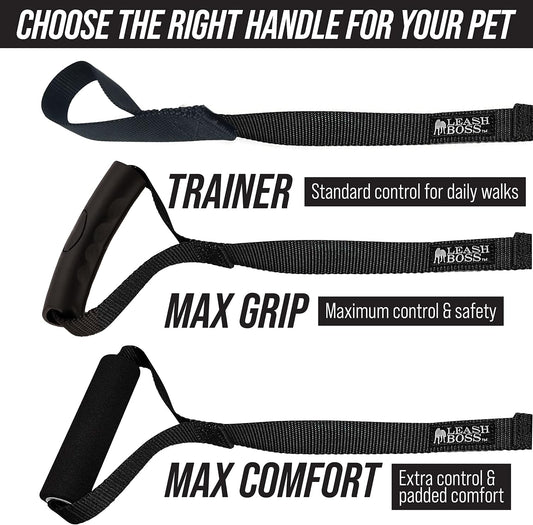 Leash Boss Long Trainer - 1 Inch Nylon Long Dog Training Leash with Storage Strap (15 Ft, Black)
