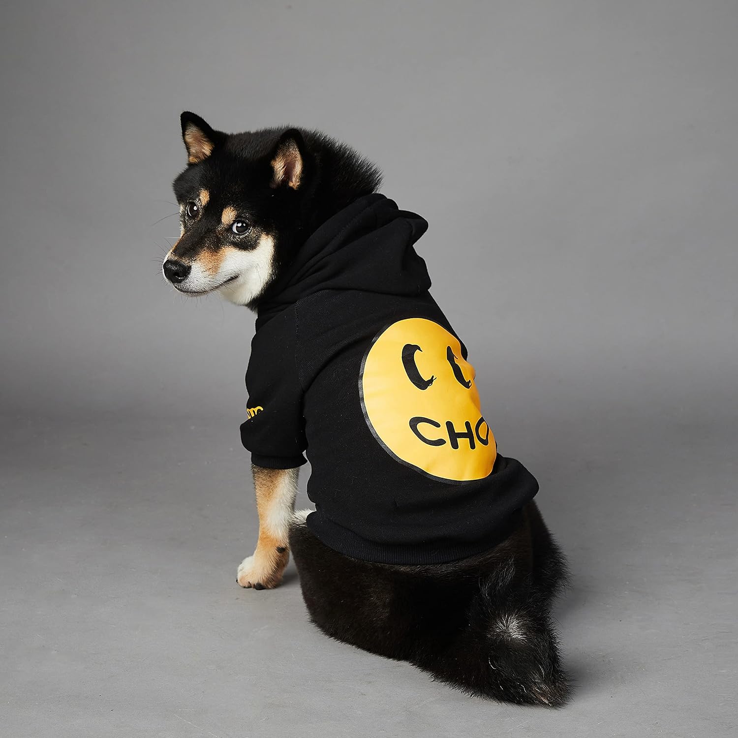 ChoChoCho Smiley Dog Hoodie Stylish Dog Clothes Smiley Face Sweater Cotton Sweatshirt Fashion Outfit for Dogs Cats Puppy Small Medium Large (2XL, Black)