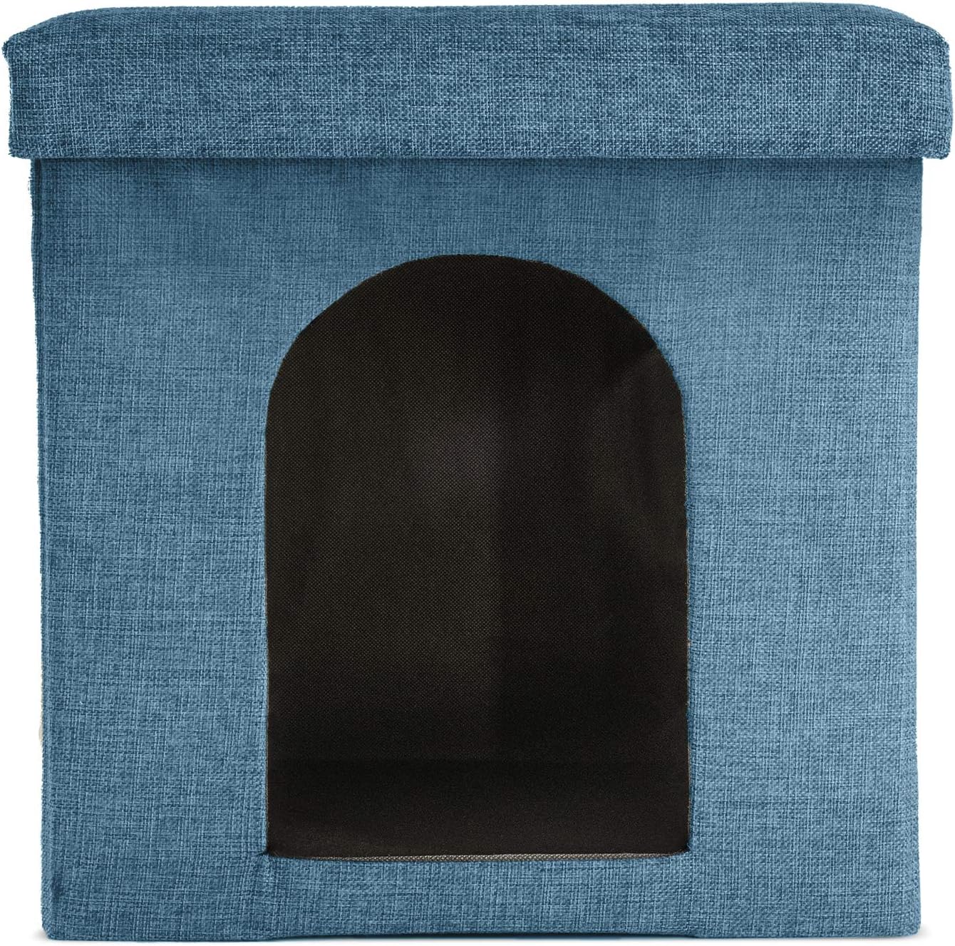 Furhaven Pet House for Cats, Kittens, and Small Dogs - Ottoman Footstool Dog House and Storage, Felt Cubby Cat Bed House, and More