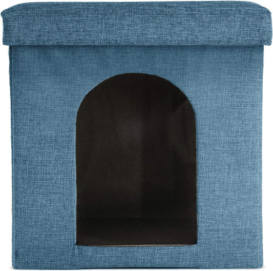 Furhaven Pet House for Cats, Kittens, and Small Dogs - Ottoman Footstool Dog House and Storage, Felt Cubby Cat Bed House, and More