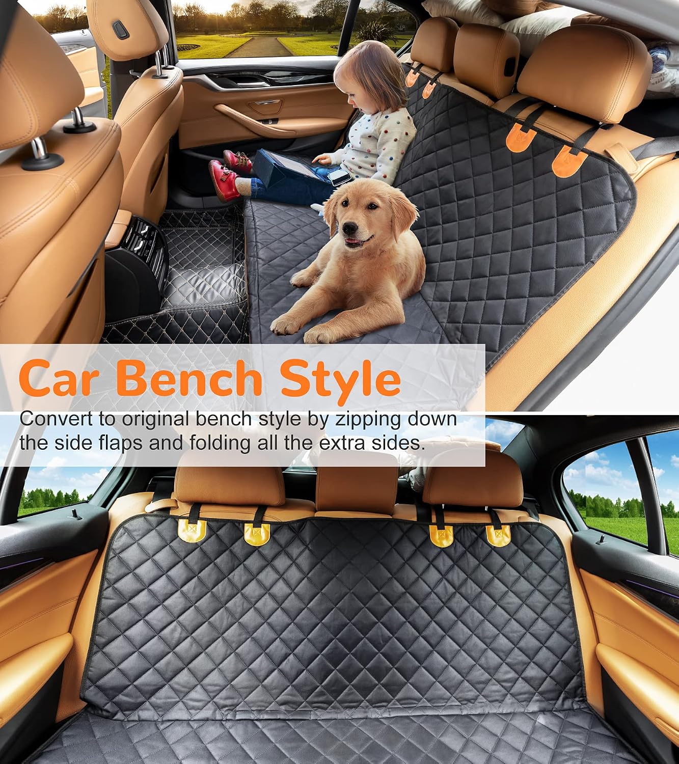 URPOWER Dog Car Seat Cover for Back Seat, Waterproof Car Seat Protector for Child Carseat & Pets, Nonslip Car Seat Covers for Large Sedans & Large SUVs