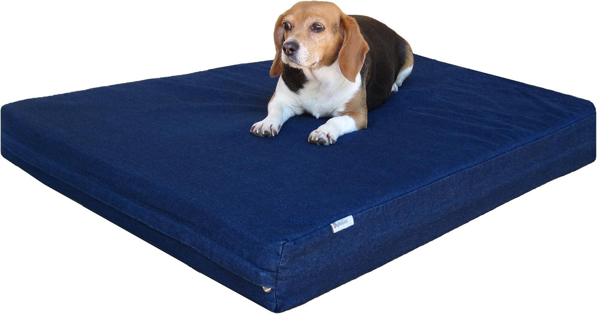 Dogbed4less Ultimate Memory Foam Dog Bed, Orthopedic Joint Relief for Small Medium to Extra Large Dogs with Waterproof Liner, Durable Denim Cover and Bonus Second Pet Bed Case