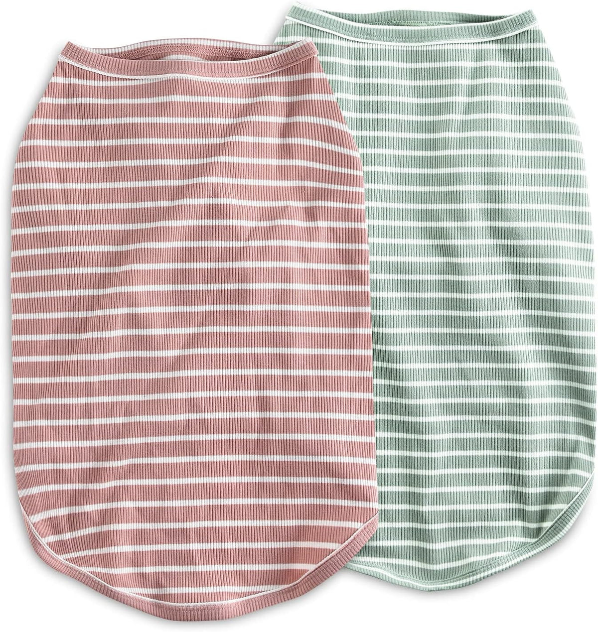 Koneseve Dog Shirt Vest Lightweight Stretchy Dog T-Shirts Soft Cool Sleeveless Stripe Vests Breathable Clothes for Puppy Kitty Cats Small Medium Large Dogs 2 Pack Pink + Green [ S/Small ]