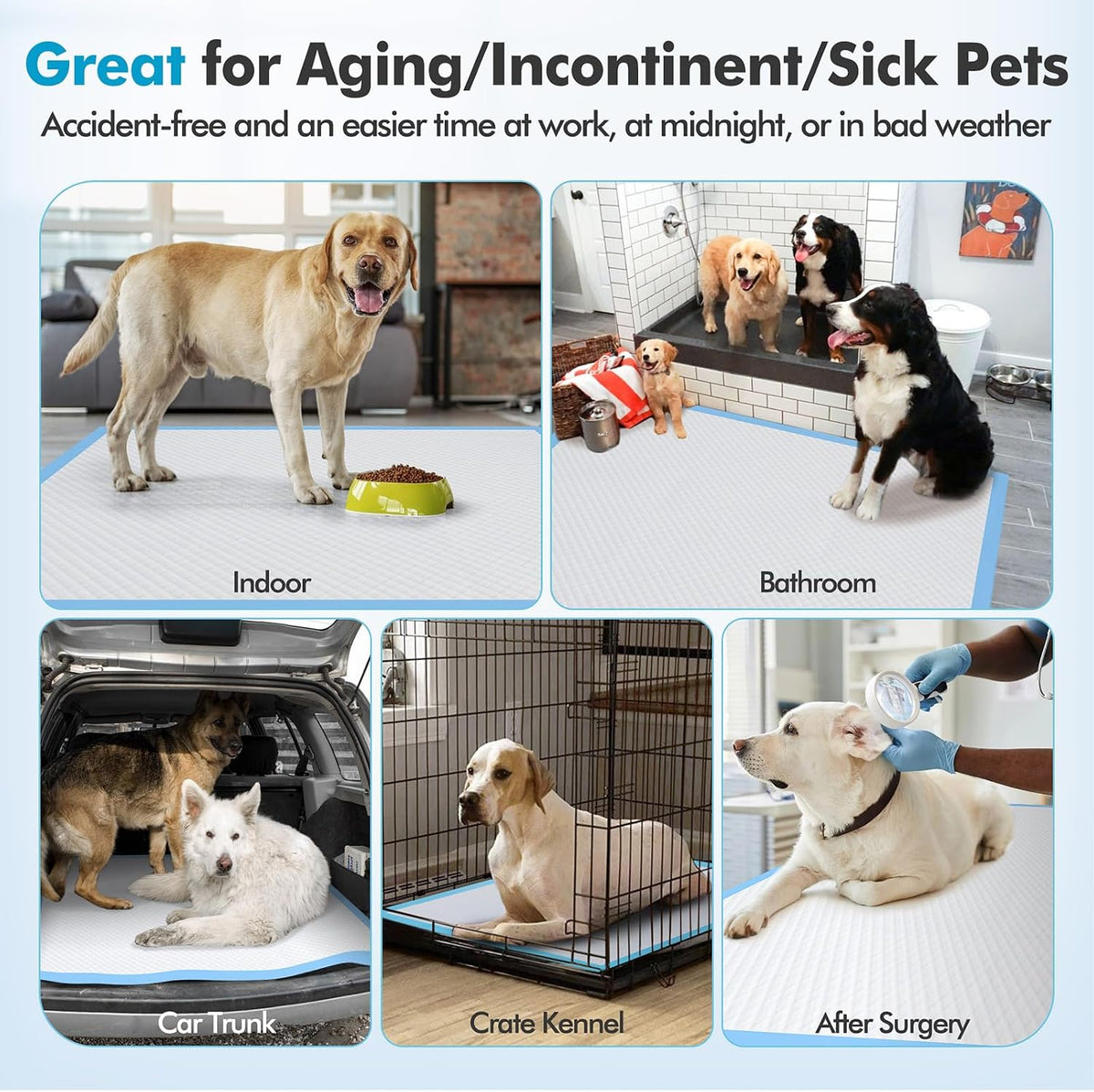 Gimars XXXXL 36"x36" Thicken Heavy Absorbency Dog Pad Extra Large- Jumbo Disposable Polymer Quick Dry No Leaking Pee Pads for Dogs, Cats, Rabbits Pets 30 Counts