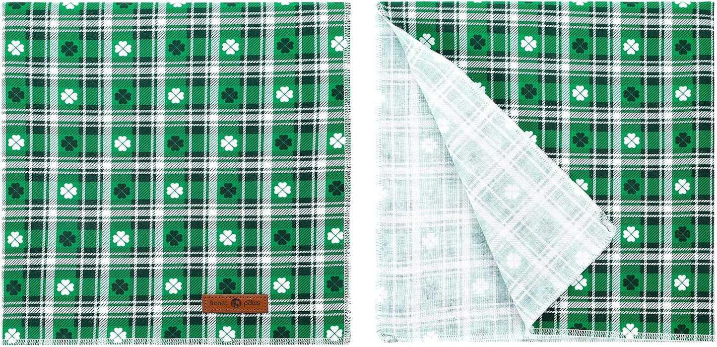 lionet paws St Patricks Dog Bandana for Small Medium Large Dogs, Cat Dog Kerchief Triangle Green Clover Bibs Scarf for Girl Boy
