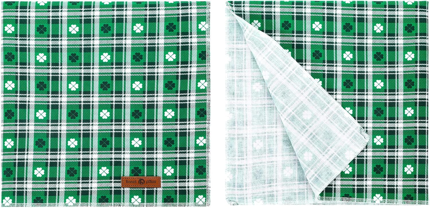 lionet paws St Patricks Dog Bandana for Small Medium Large Dogs, Cat Dog Kerchief Triangle Green Clover Bibs Scarf for Girl Boy