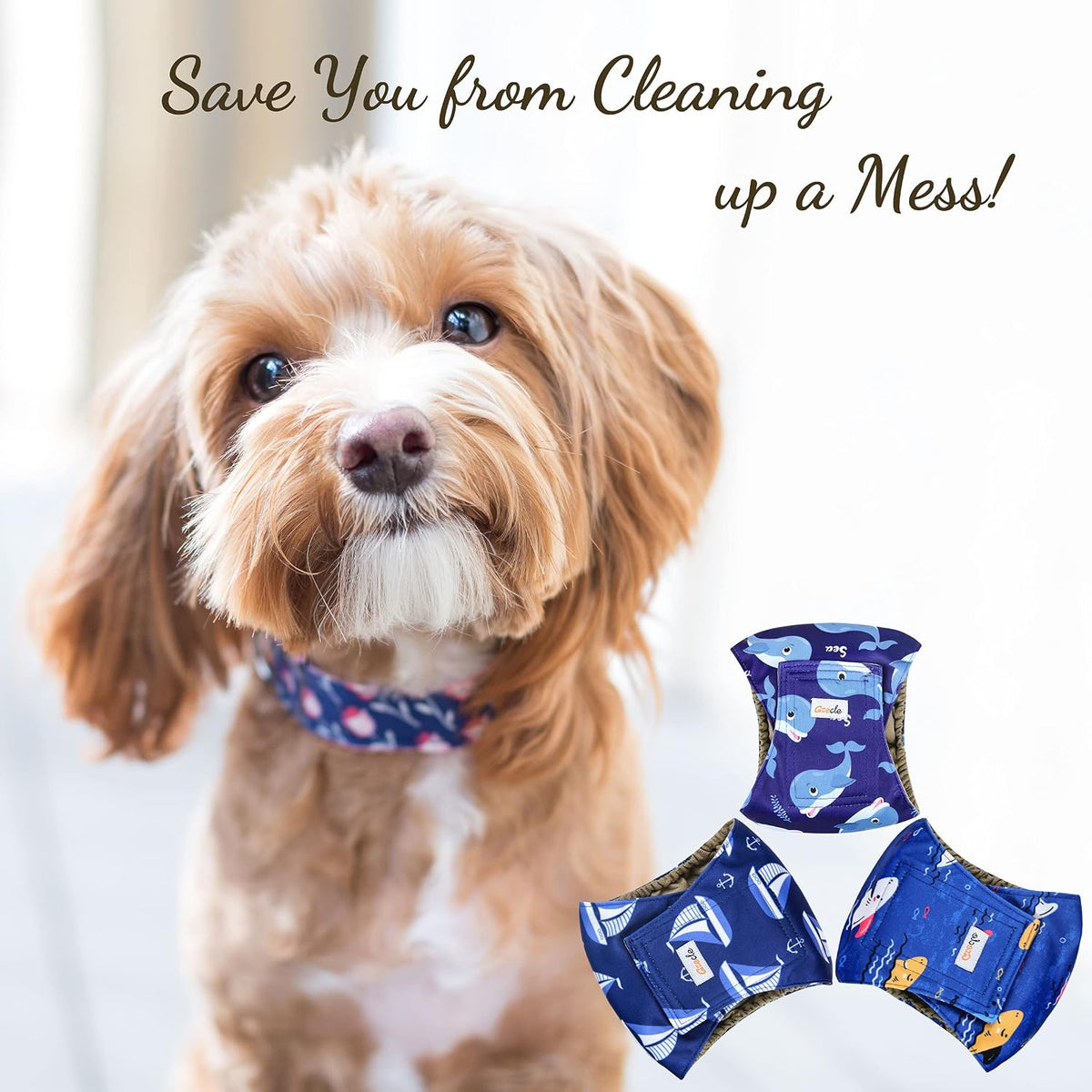 Grecle Premium Male Dog Wraps - High Absorbency Male Dog Diapers (Pack of 3) - Washable Belly Band for Male Dogs Incontinence and Puppy Training (Sailboat, XL)