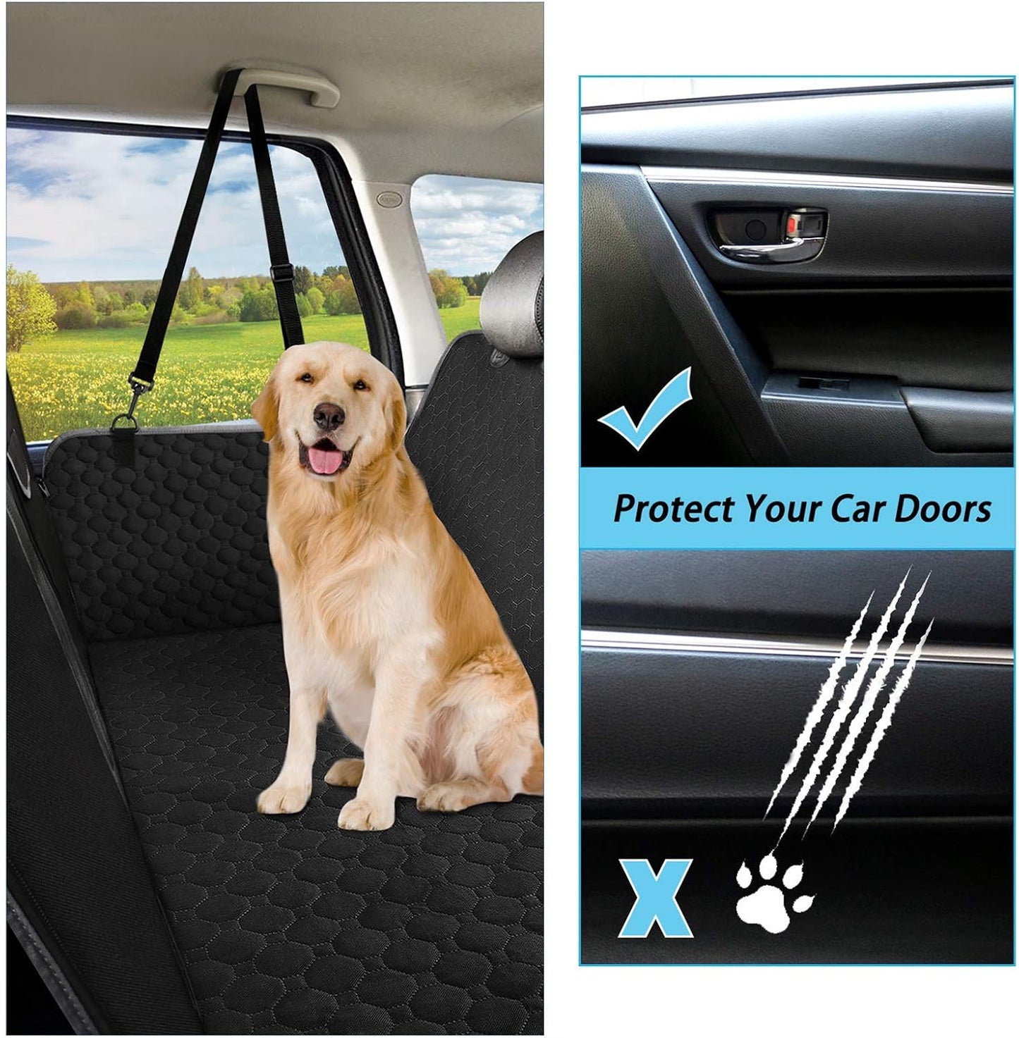 Mancro Dog Car Seat Cover for Back Seat, 2026 Upgraded 600D Heavy Duty Waterproof & Scratch-Resistant Dog Hammock for Car, Back Seat Pet Cover for Dogs with Sedan, Trucks and SUVs, Standard, Black