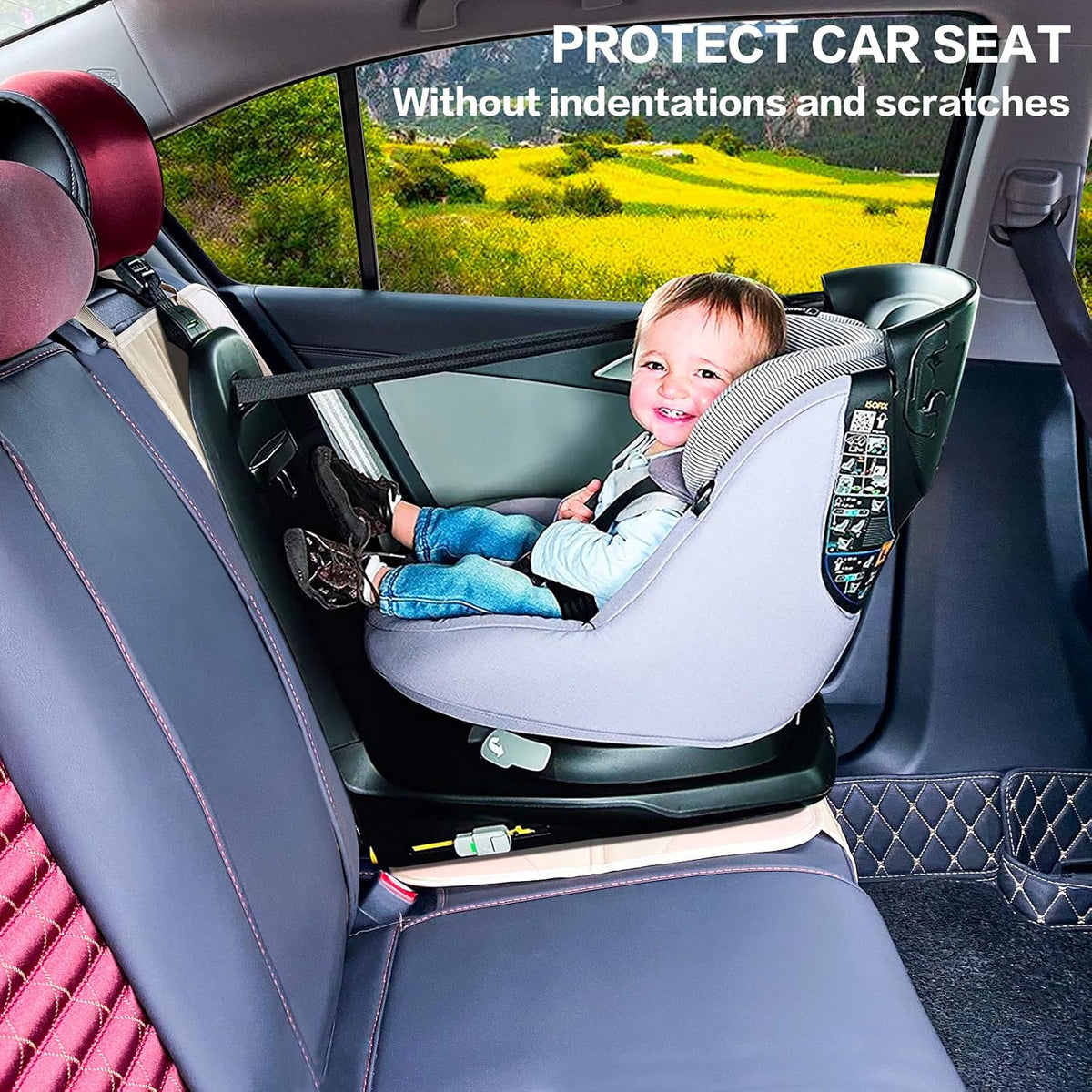 Meolsaek Car Seat Protector, Non-Slip Backing Will Not Leave Imprint, Waterproof Thicker Car Seat Cover for SUV, Sedan, Truck, Leather Car Seat Cushion (Ochre)