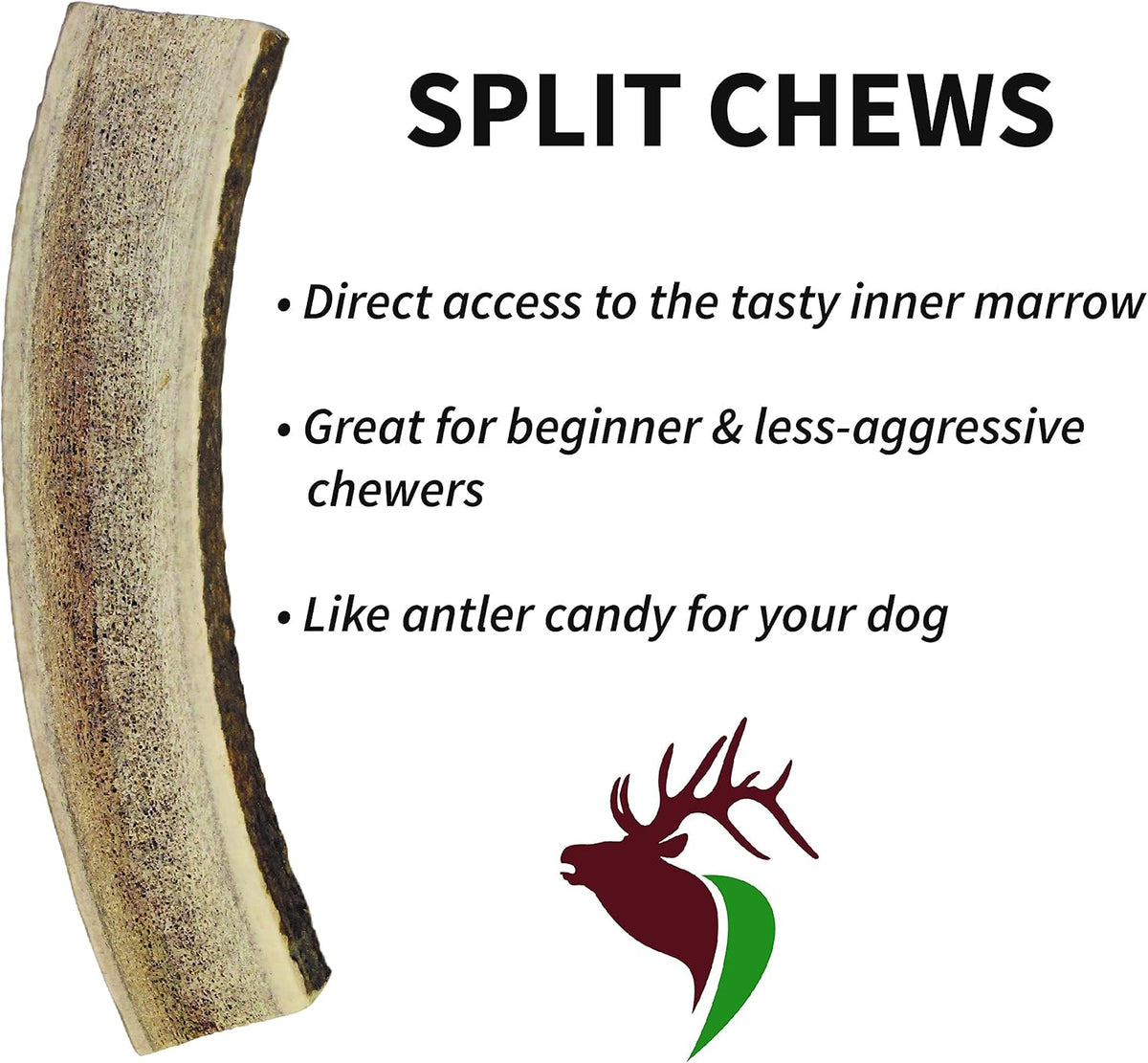Elkhorn Premium Chews – Elk Antlers for Dogs, X Large (6-10") Split, 1 Pack, All Natural Dog Chew for X Large Dogs, Premium Naturally Shed Antler Bone for Aggressive Chewers, Sourced in the USA
