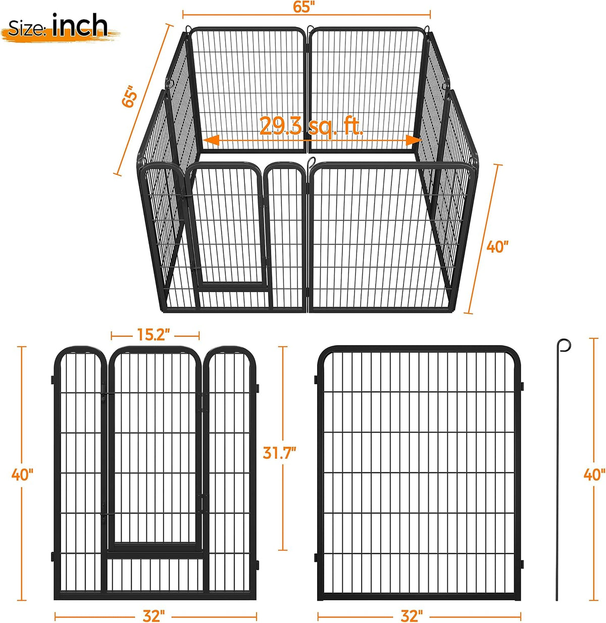 Yaheetech Wide Panel Dog Playpen, 8 Panels 40 inch High Pet Pen with Gate, Portable Indoor Outdoor Fence for Medium/Large Breed Dogs