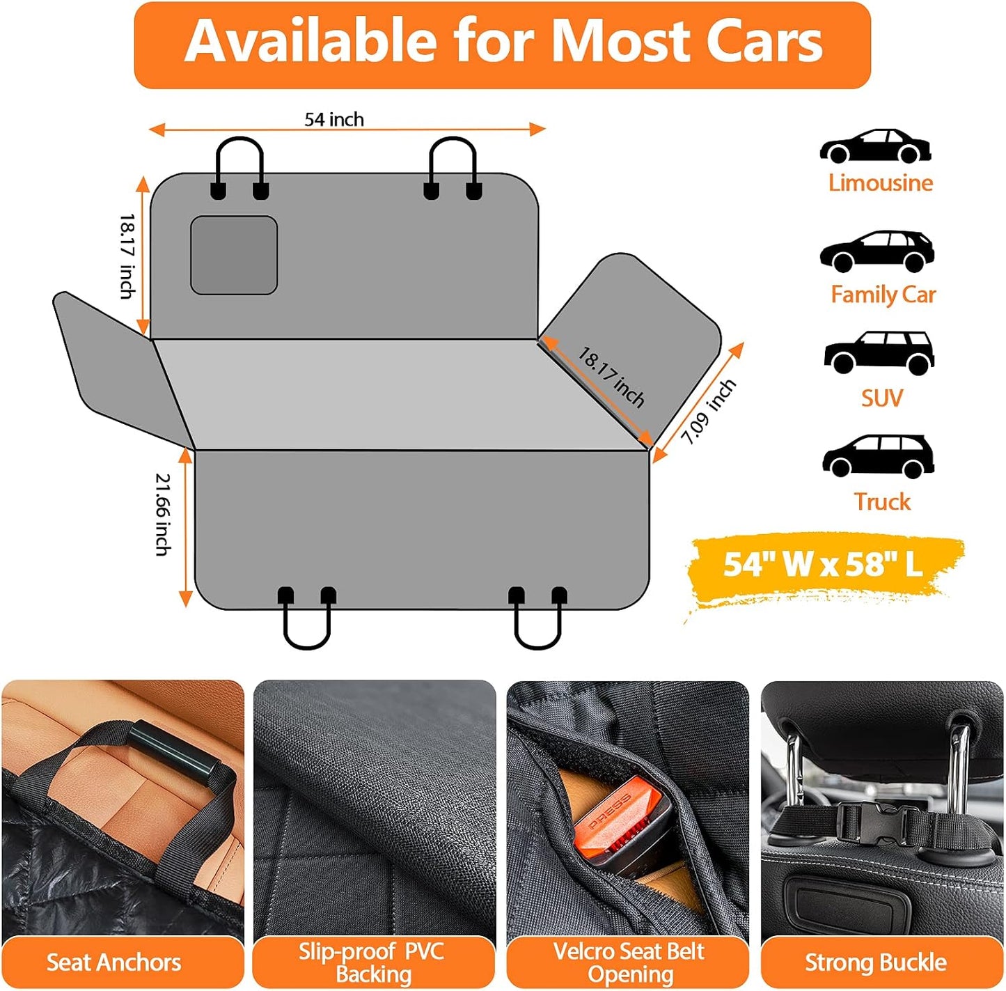 URPOWER Dog Car Seat Cover for Back Seat, Waterproof Car Seat Protector for Child Carseat & Pets, Nonslip Car Seat Covers for Large Sedans & Large SUVs