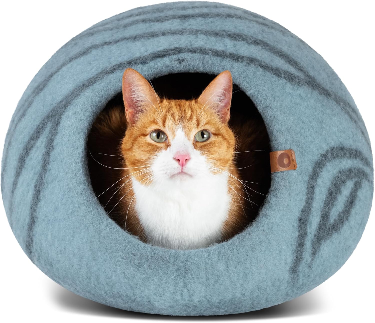 MEOWFIA Cat Cave – Premium Felt Cat Bed Enclosure for Indoor Cats, Handmade Merino Wool (Aquamarine, Medium)