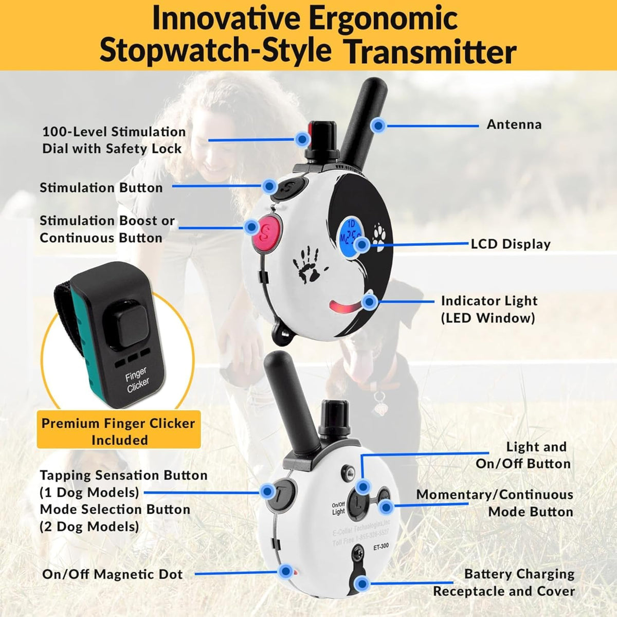 E-Collar Mini Educator ET-300 Remote Dog Training Collar, ZEN | 1/2 Mile Range, Waterproof & Rechargeable, 100 Levels + Vibration + Tone + Light, For 1 Dog Small to Medium