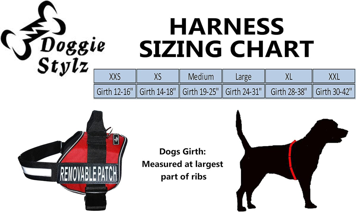 DO NOT PET Dog Vest Harness with Removable Patches and Reflective Trim. Comes with 2 DO NOT PET Reflective Removable Patches. Please Measure Dogs Girth Before Purchase
